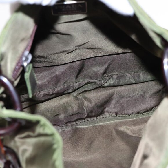 Authentic PRADA Shoulder Bag Nylon Leather Green - Picture 3 of 16